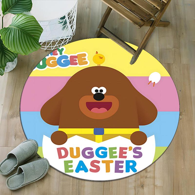 1pc Hey Duggee4 Print Round Carpet Chair Round Carpet Suitable for Bedroom Living Room Home Decorative Carpet