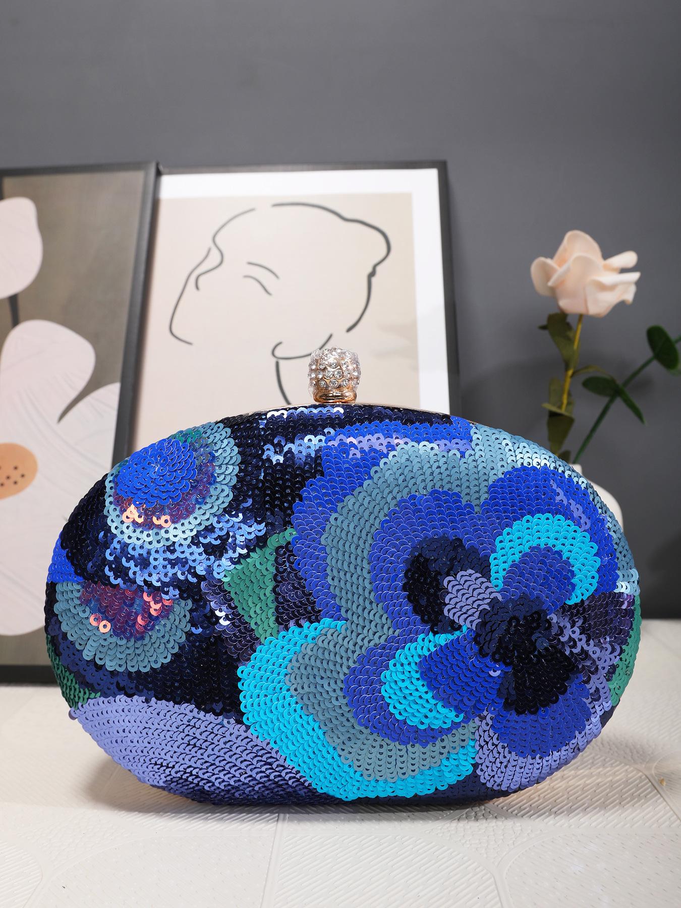 

Fine Handmade Sequin Flower Small Clutch Handbags For Women Prom Party Chain Shoulder Bag Crossbody Charm Evening Bags Females