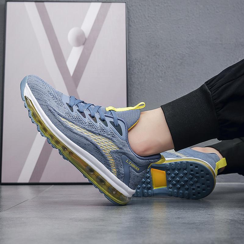 Men's shoes Men's flexible sports casual mesh flying woven shoes lace-up fashion shoes full air cushion stability running shoes