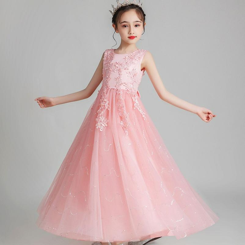 Girls Dress Dress Sleeveless Mesh Performance Host Princess Dress