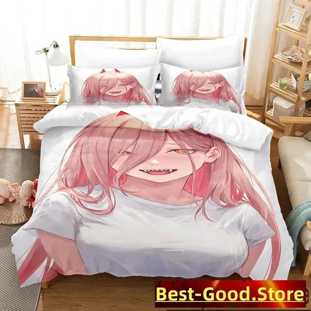 

Comforter Anime Chainsaw Man Bedding Set Printed Bed Set With Soft Single Double Queen Super King Size Boys Adult Comforter (quilt)-EU Single(135*200cm)3pcs