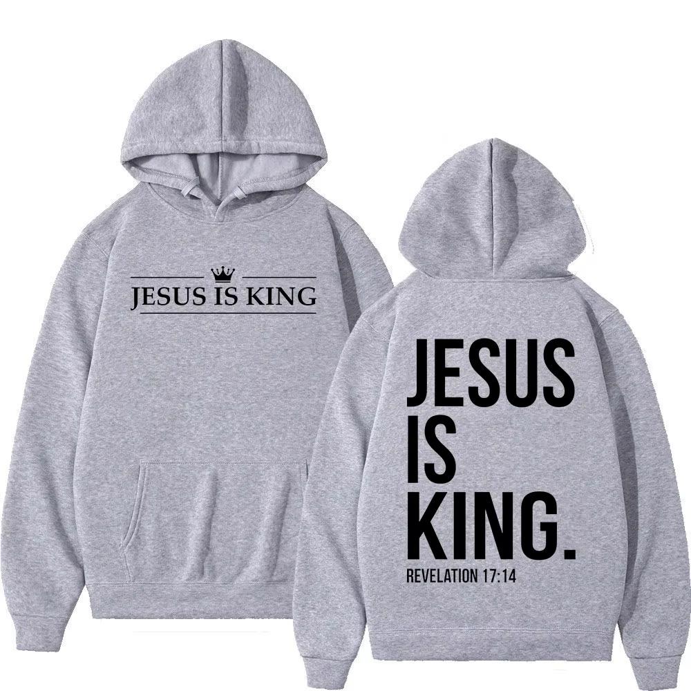 Otoño estilo Jesús es rey versículo de la Biblia cristiana sudaderas con capucha hombres mujeres ropa moda Harajuku sudaderas