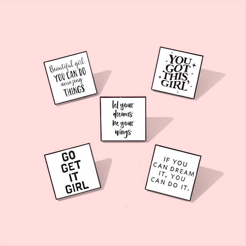 Unique Geometric Metal Badge Brooch With Go Det T Girl Design For Unisex Fashion