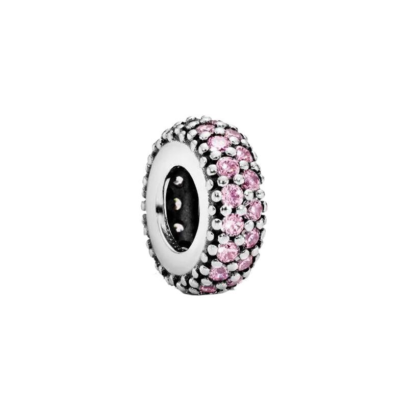 Pandora Pink Sparkling Spacer Beads 925 Silver Synthetic Cubic Zirconia Necklace/Pendant Women s 791359PCZ серебряный