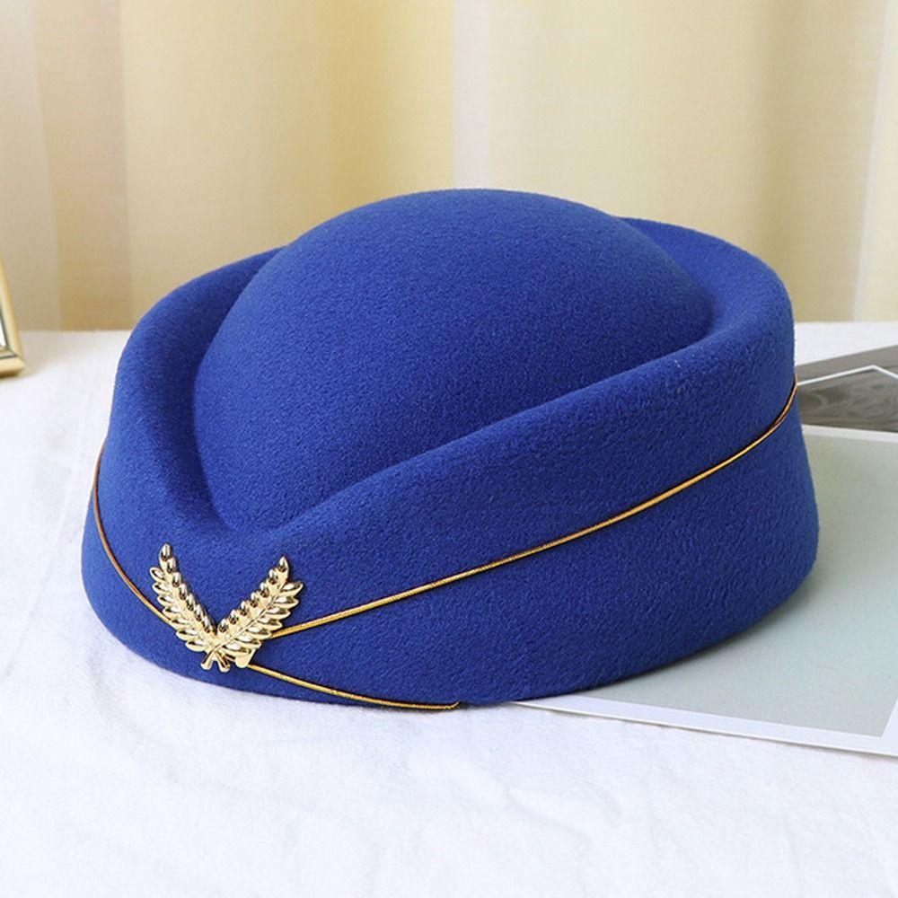 Band Performance Air Hostesses Hats Airline Uniform Caps Felt Beanie Hats Stewardess Berets Hat