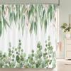 Green Plant Leaves Printed Shower Curtain Waterproof Polyester Curtain With Hook Decoration Bathroom Curtain 3D Shower Curtains