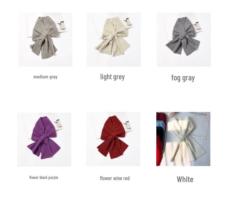 Korean Style Beige Grey Knit Wool Women's Winter Scarf: Short, Versatile Neck Protector