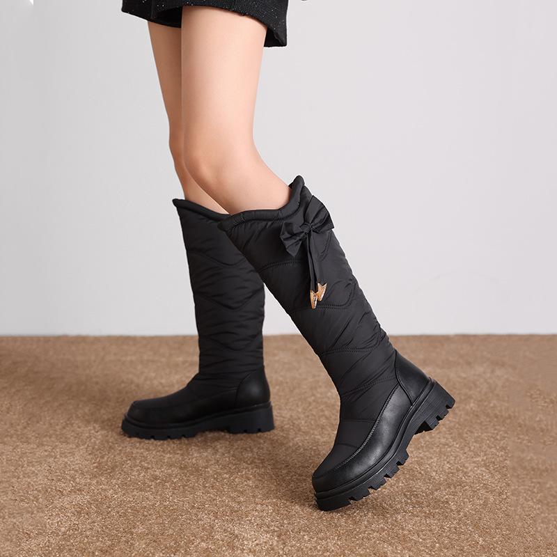 European and American Winter Boots Winter Down Cloth Thick Wool Snow Boots Warm High Boots Wedge Heel Large Size Rocking Boots
