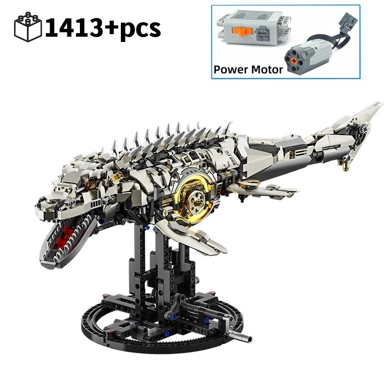 1413 Teile Technic Dinosaurier Bausteine Mosasaurus Modellbausatz Mit Leuchtenden Beweglichen Gelenken Meeres Tier Dekoration STEM Geschenk