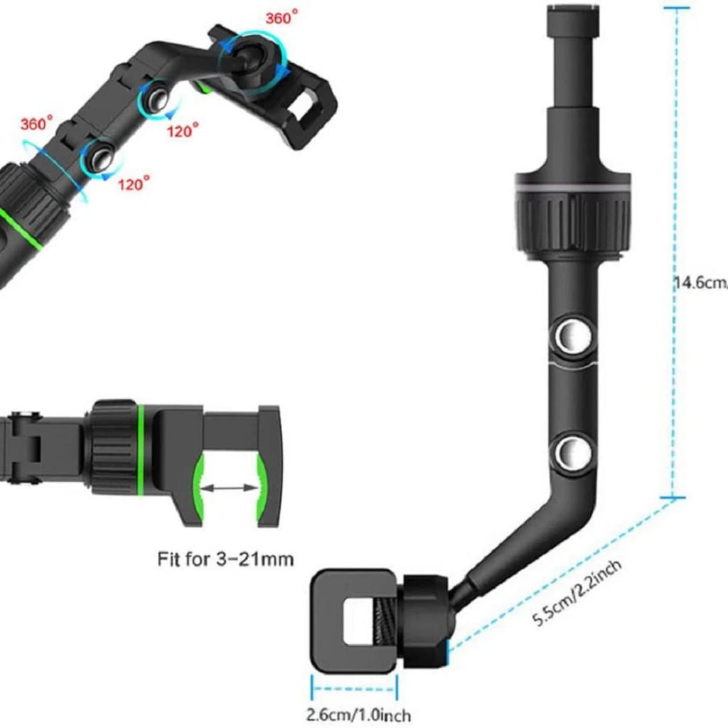 Multifunctional Car Phone Holder, 360 Degree Rotatable, Rearview Mirror, Suspension Seat Clip Holder, 4.0-6.1", GPS Holder