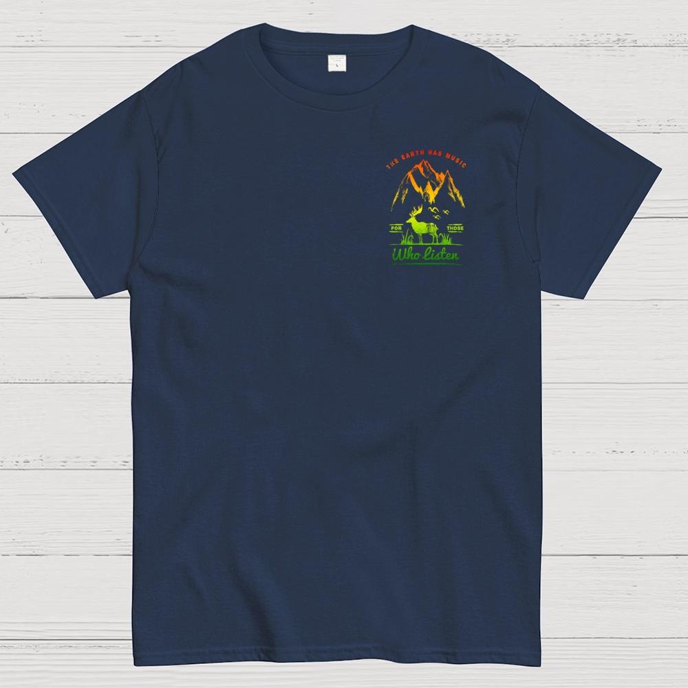 THE EARTH HAS MUSIC FOR THOSE WHO LISTEN Front And Back Printing 100% Cotton Summer Casual Cool Loose T-Shirt