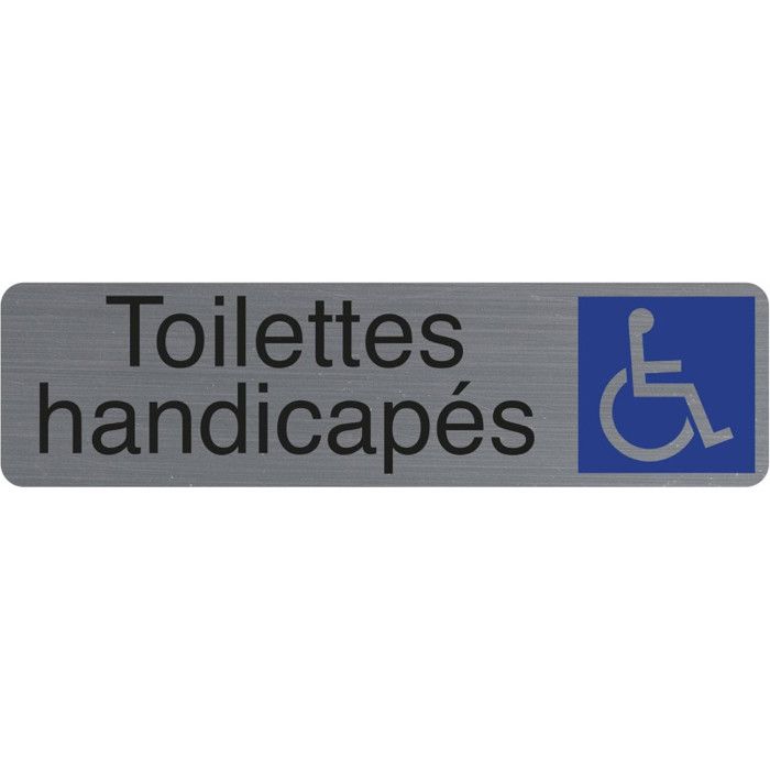 Plaque Adhésive - EXACOMPTA - Toilettes Handicapés - Imitation Alu - 16,5x4,4cm - Signalétique