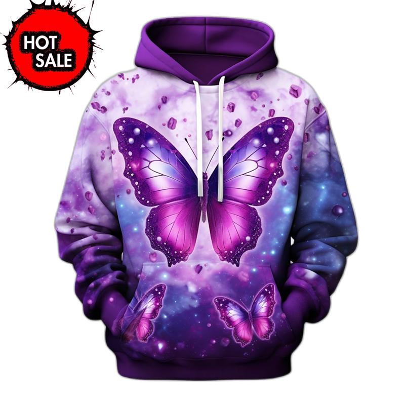Arrivals Colorful Butterfly 3D Print Hoodie Women Streetwear Oversized Pullovers Hoodie Sweatshirts Female Hooded Clothing