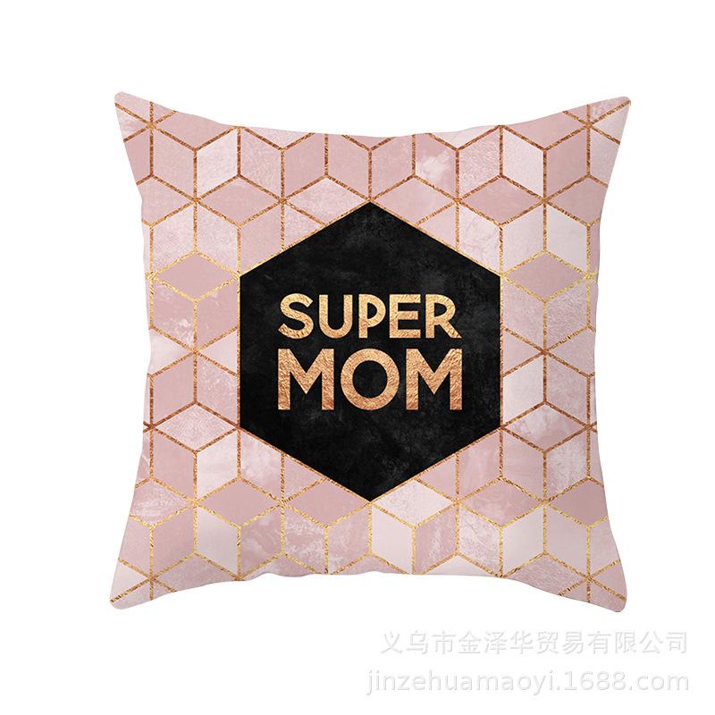 Modern Simple Pillow Cover Office Cushion Cover Pink Geometric Print Cushion Home Furnishings Home