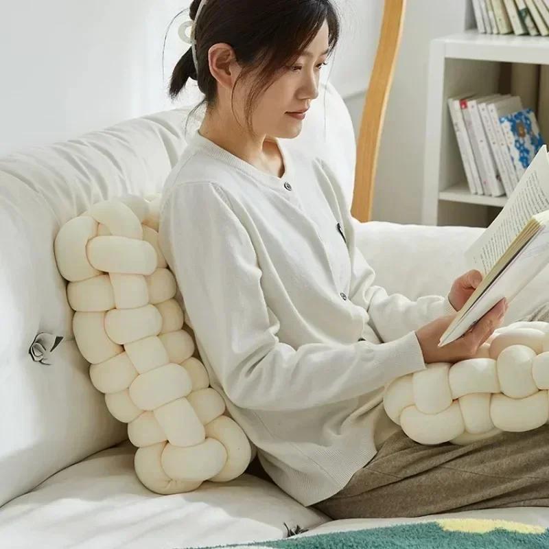 Knotted Square Cushion Nordic Aesthetic Stuffed Pillow Office Chair Decorative Plush Pillow Sleeping Back Knot Hand-made Cushion