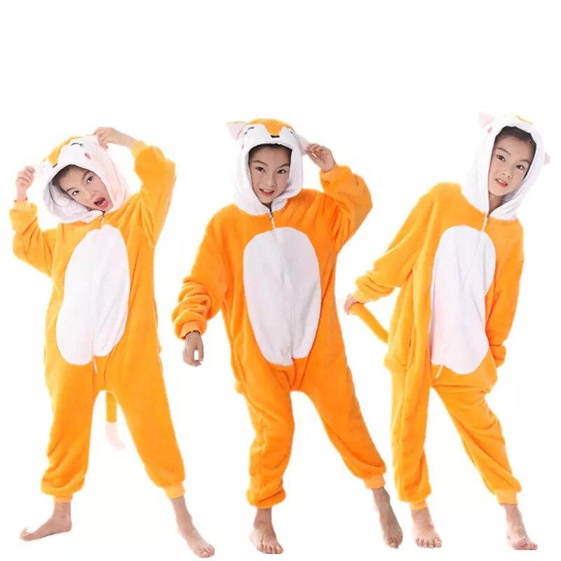 Kids Carnival Costume Kigurumi Onesie, Fox Model, Orange/White, 7-8 Years
