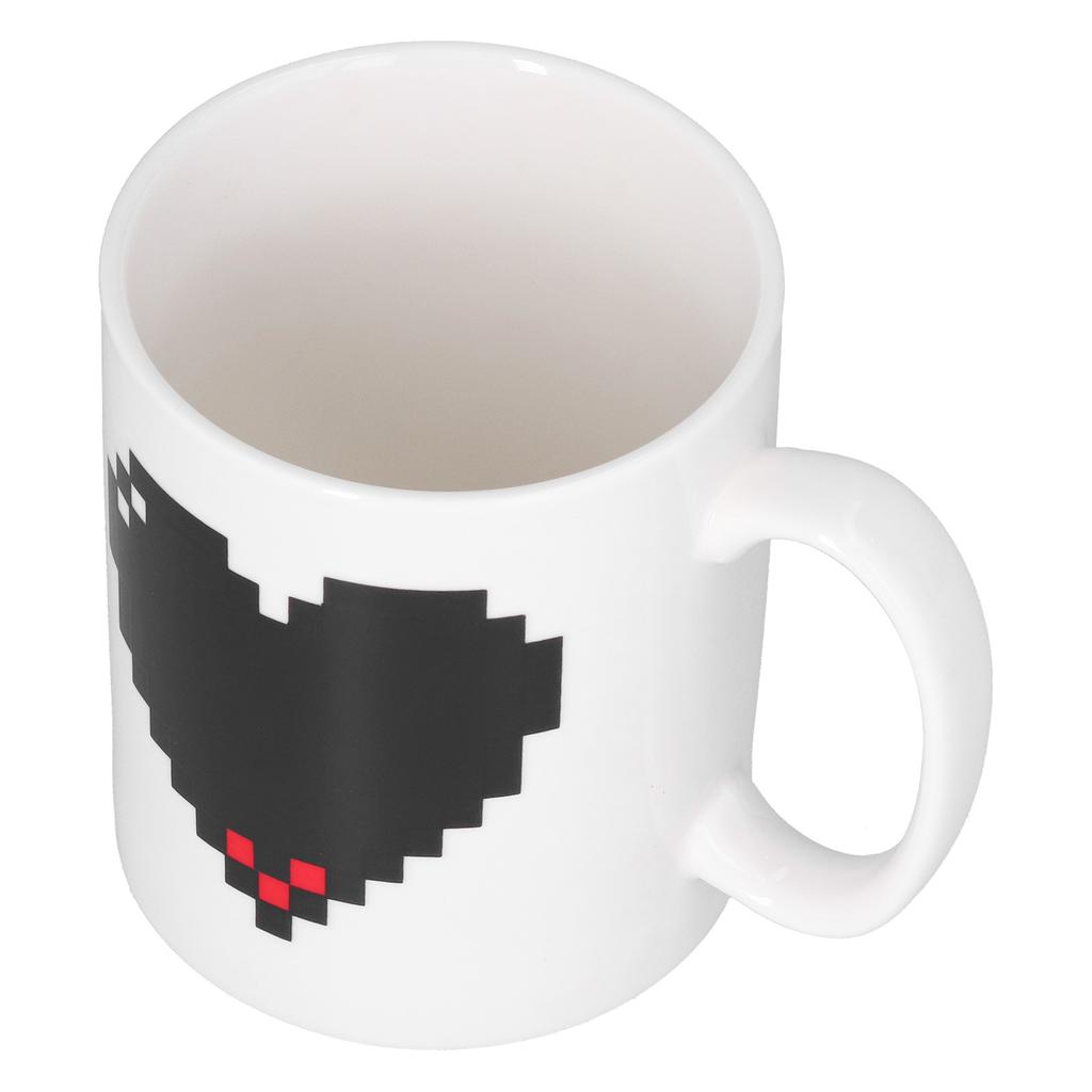 Ceramic Cup Heart Pattern Heat Sensitive Changing Color Mug for Home Office Restaurant Bar Use
