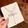 Elegant Minimalist Double-Layer Diamond Tassel Necklace – High-End Titanium Steel Clavicle Chain for Women