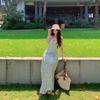 French Retro Polka Dot Suspender Dress for Women's Summer New Seaside Vacation Style Waist and Thin Temperament Long Skirt