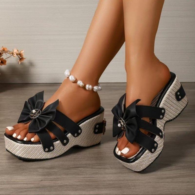 Bow-shaped Thick-soled Flip-flops for Women: Summer Fashion Thick-soled One-line Flip-flops