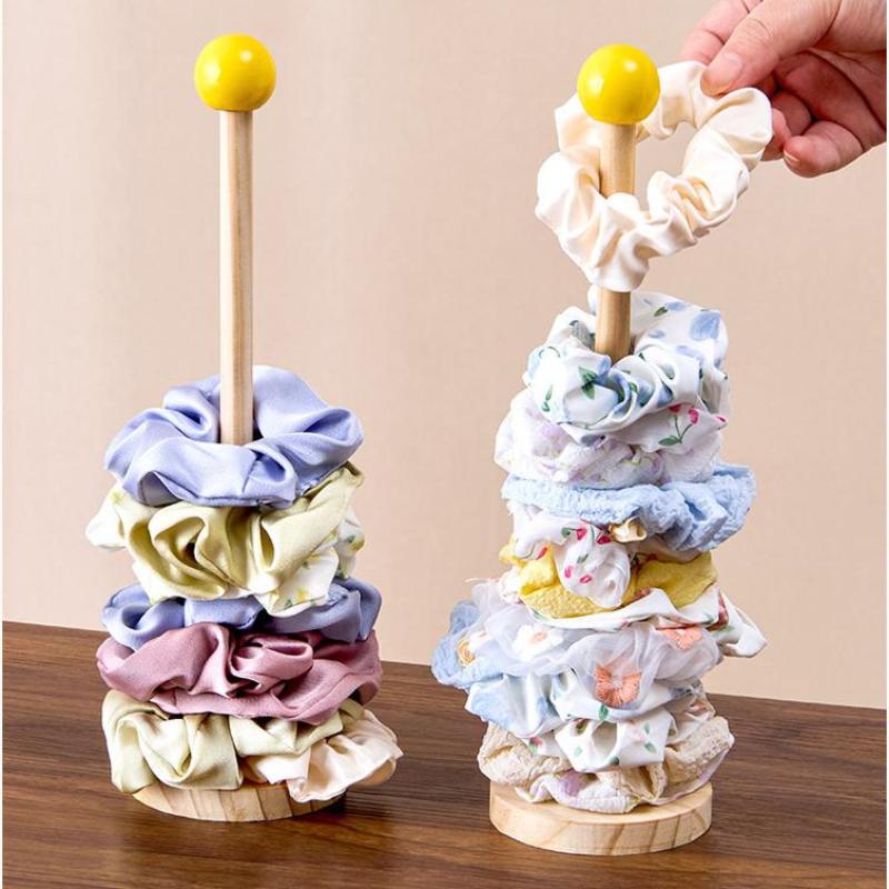 Organizzatore Scrunchies per Capelli in Legno Espositore per Elastici per Capelli Porta Braccialetti per Fasce per Capelli Scaffale Organizer per Accessori per Capelli
