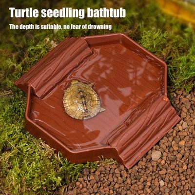 Tortoise Water Dish Small Reptile Bath Dish 2-in-1 Stain-Resistant Turtle Bathing and Feeding Tub for Snake Gecko Tortoise Tank