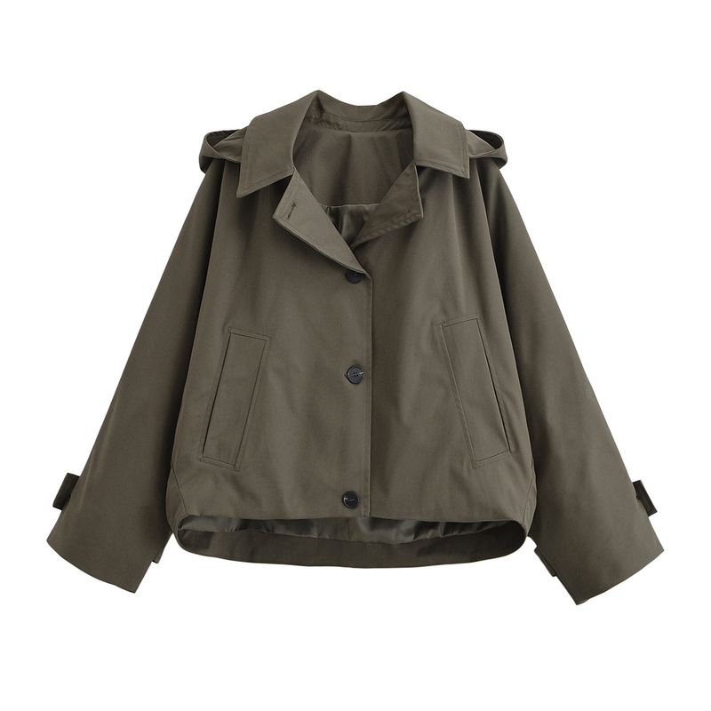 Kaslead New Women Clothes Western Style Fashion Simple Cape Style Hood Trench Coat Outerwear 0518242