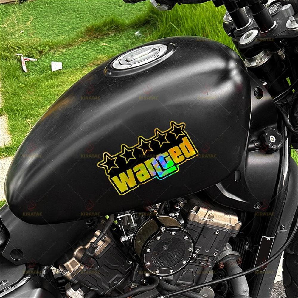 Gold WANTED Motorcycle Sticker for Motorcycle Fuel Tank Tailbox Fairing Car Trunk Scooters Waterproof Universal Vinyl Decals