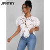 JPNTKY Moda Donna Casual Stampa Colore Unico Manica Corta Scollo a V Camicette & Camicie