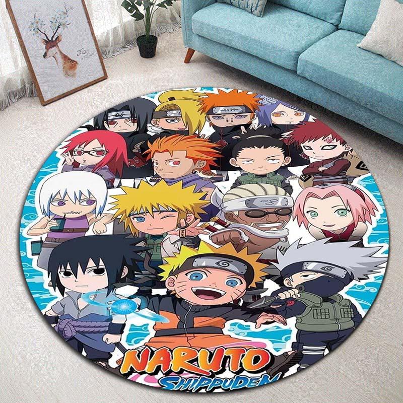 

Cartoon Naruto Round Area Rug Soft Plush Carpet Non-Slip Mat for Bedside Sofa Gaming Room Home Decoration 80cm x 80cm