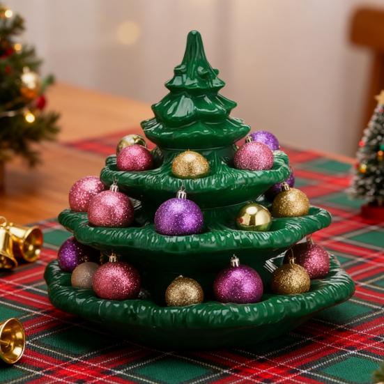 Декоративна тарілка для фаршированих яєць у формі різдвяної ялинки, зелена смола, багаторазовий святковий тримач для яєць для фаршированих яєць, святкова центральна прикраса