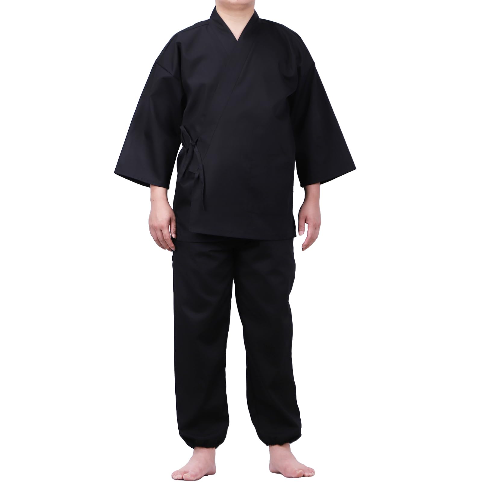 

TOuWA Washable Samue Kimono Solid Perfect for and Relaxation Men s Set, Color, Year-Round Wear, Work, Restaurants, Yukata, Jinbei, Nightgowns, чорний