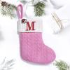 1PC Pink Christmas Socks Letter Embroidered Gift Pendant Knitted Letter Christmas Socks 3d Pendant Gift Bag