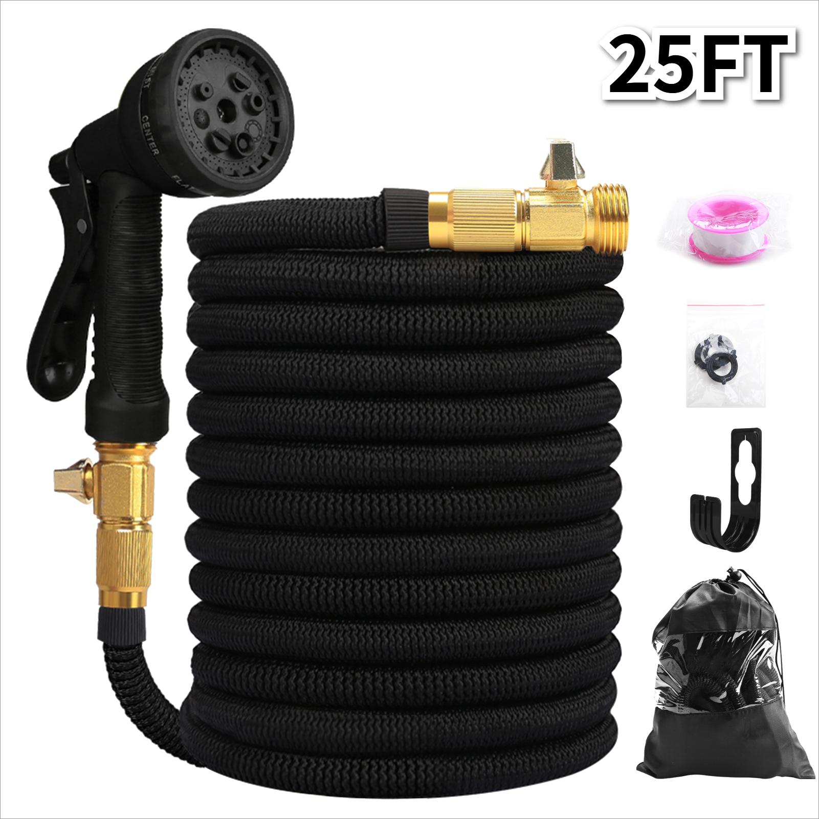 

25/50/75/100ft Portable Car Wash Water Gun Garden Hose Water Gun For Cleaning Car 8 Mode Nozzle Spray Wall Mountable Water Hose