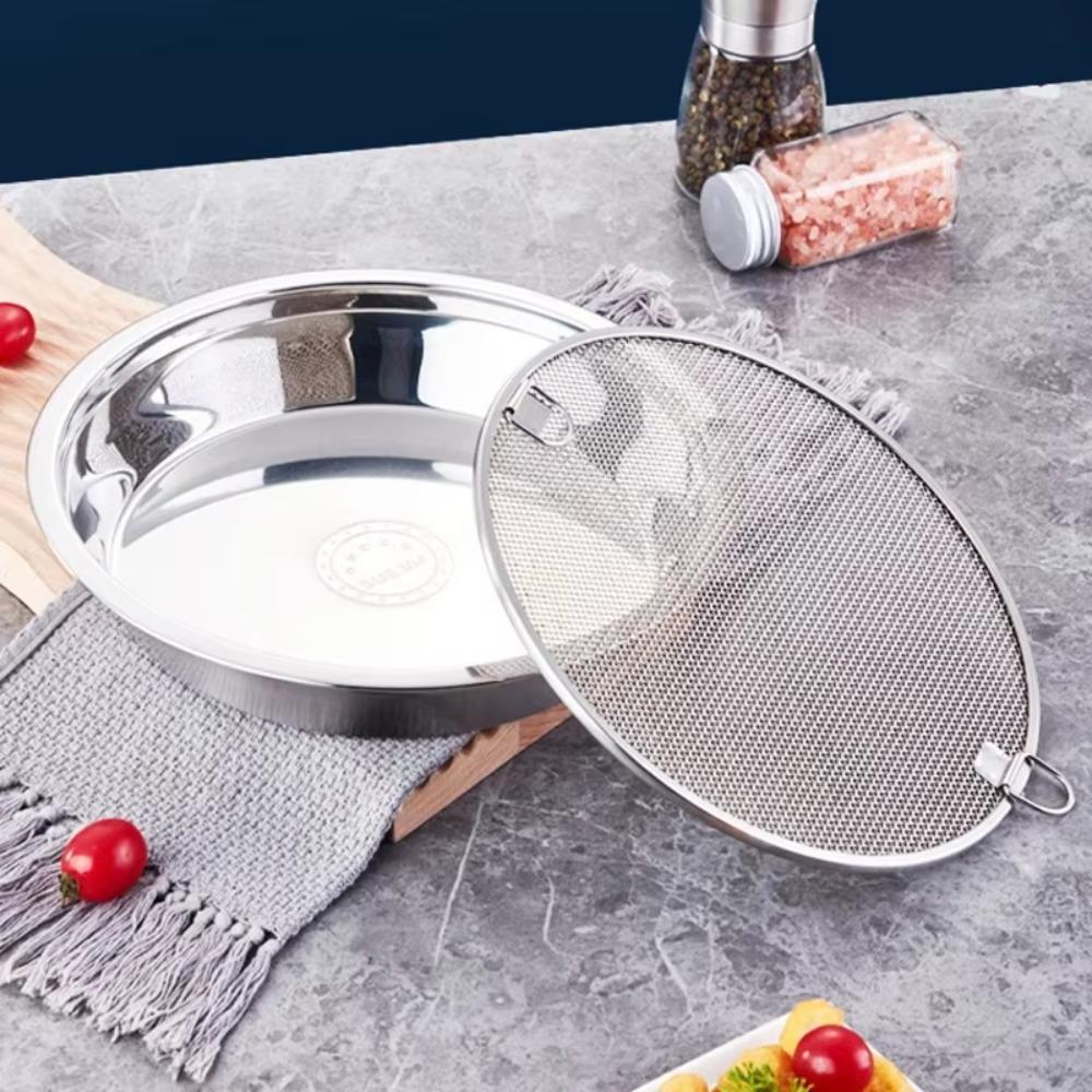 With Drainer Net Stainless Steel Oil Drain Pan Double-ear Handle Snack Serving Dish  Tempura
