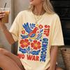 Koszulka Stop Ludobójstwu Bez Wojny | Aktywistyczny T-shirt z Gołębicą Pokoju Postępowy Liberalny | Góra Anty Trumpowska na 4 Lipca | rocznica