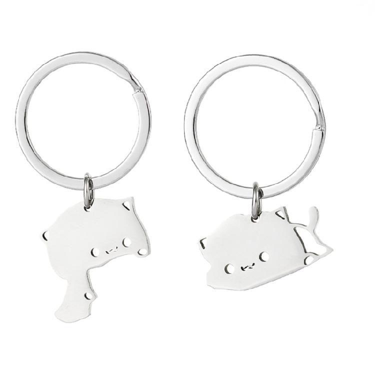 

2x Simple Cat Keyring Party Keychain Cat Lover Jewelry Couple Jewelry Ornament 1