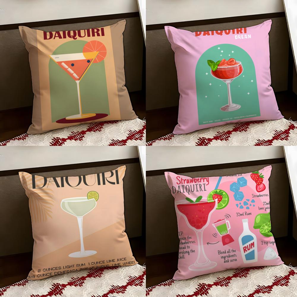 DDaiquiri Cocktail Cushion Cover Reversible Soft Durable Pillow Cover Home Car MultiScene Use for Daily Comfort