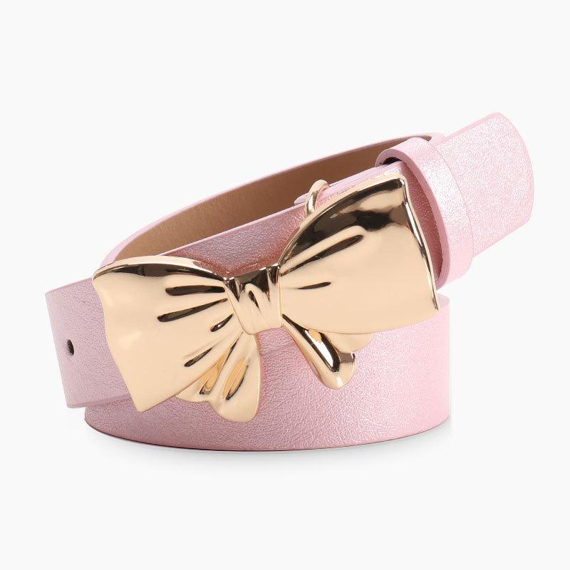 New Shiny PU Women's Belt, Versatile Jeans with A High-end Golden Mirror Bow Belt for Women