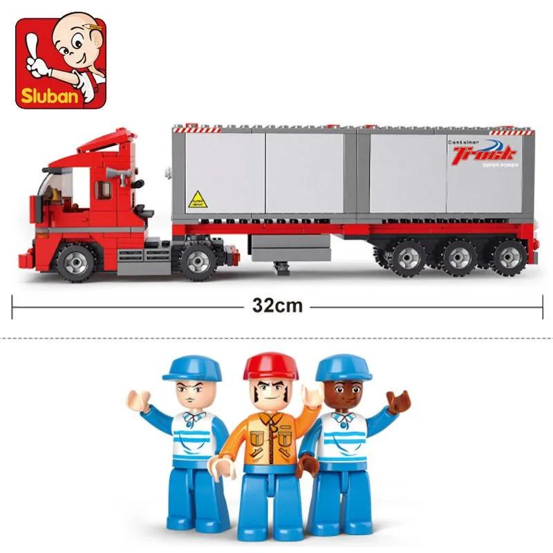 345PCS City Double Container Freight Car Building Blocks Transport Truck Car Model Bricks Sets Educational DIY Toys For Kids