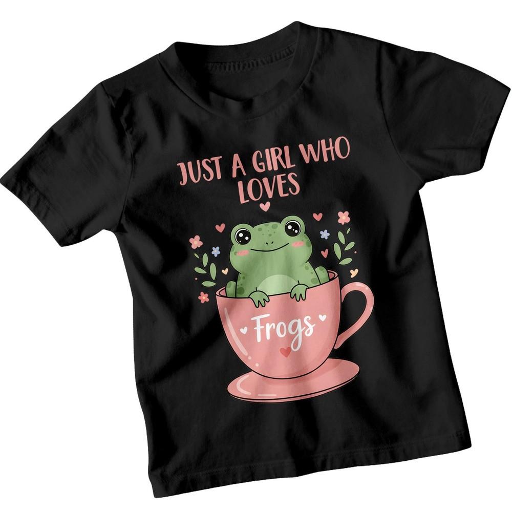 

Just A Girl Who Loves Frogs T-Shirt Toad Tadpole Childrens Girls Gift S