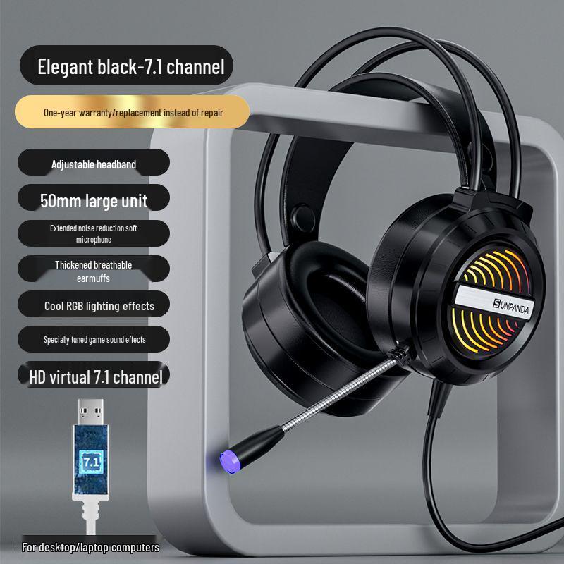 Wired USB Gaming Headset with Microphone for PC and Laptop