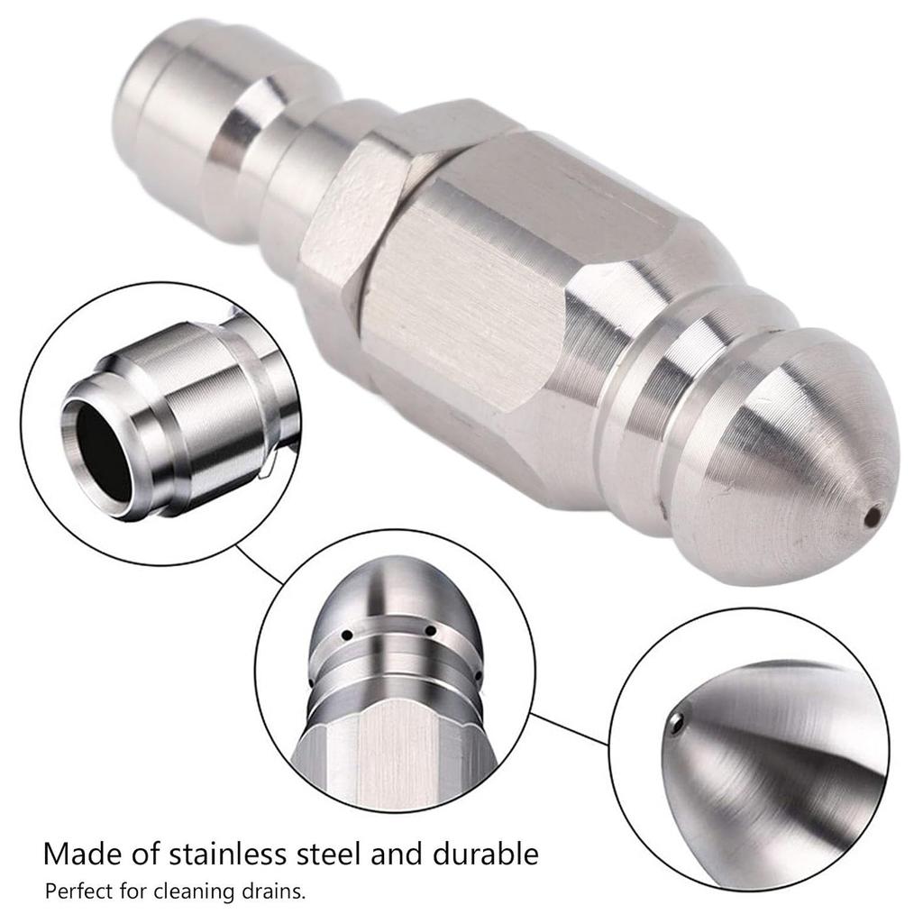G1/4 Quick Connect Sewer Cleaning Nozzle High Pressure Washer Drain Hose Nozzle 5000PSI Pipe Dredge Washing Tool Accessories