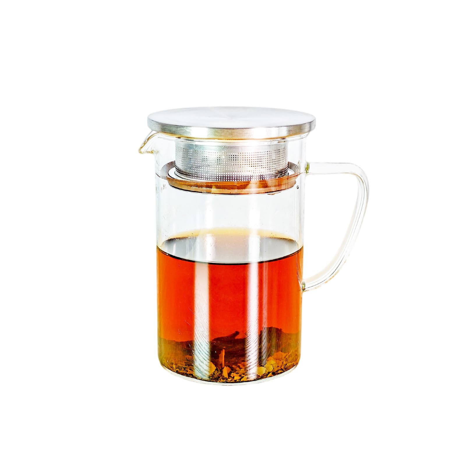 

TOKITIME Heat-Resistant Glass Teapot, Pitcher, Water Bottle, Jug for Barley Tea, Black Tea, Juice, 304 Stainless Steel Strainer, with Handle,
