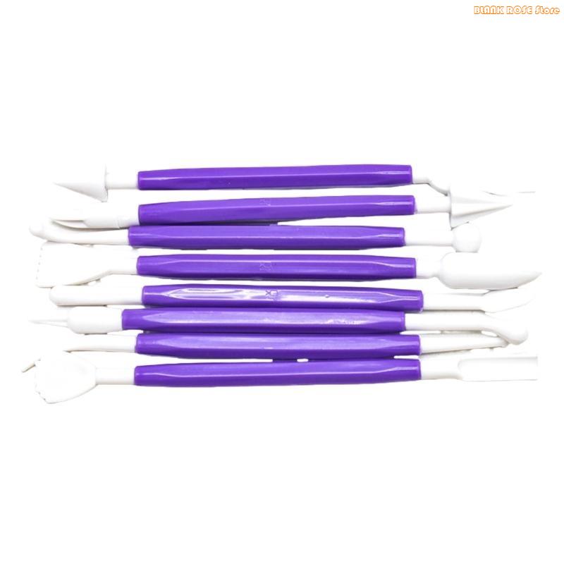 

K1AE 8Pcs Fondant Cake Cutter Cake Mould Tool Cake Scraper Clay Modeling Tool Double Ended Sculpting Tool Easy to Use