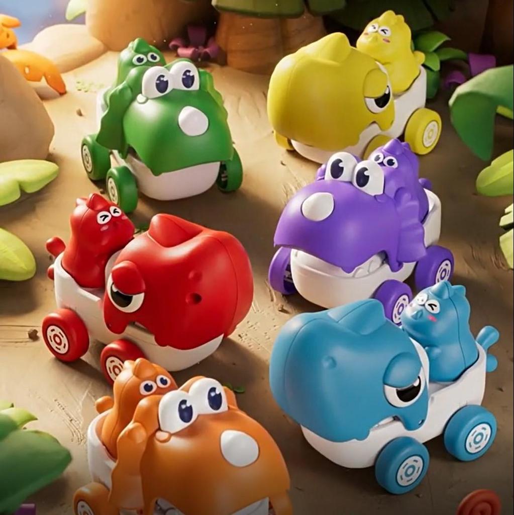 Pull-String Dinosaur Toy Car - Cartoon Animal Gift for Boys