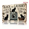Metal Wall Art Black Cat Vintage Laundry Sign 8x12 Inch Outdoor