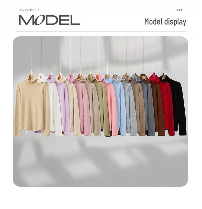 Lekasha Women's Slim Fit Cashmere Turtleneck Sweater - Rolled Edge, Semi-High Neck, Long Sleeve, Fashionable Base Layer.