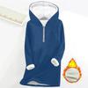 Fashionable women's fleece hooded solid color zipper long-sleeved top