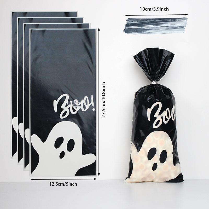 100 Pack Clear Bags with Ties for Halloween Candy and Party Favors